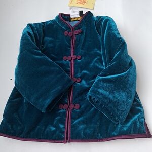 Elegant Teal Velvet Kids Blazer
